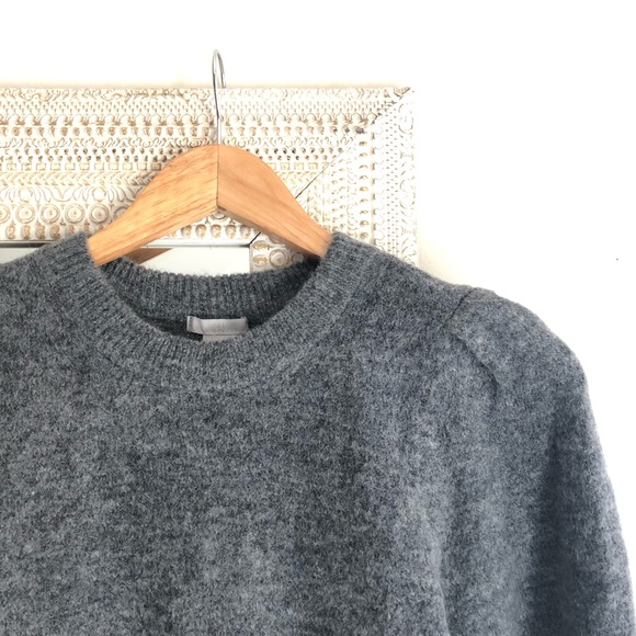 H&M Sweaters - H&M Mohair Wool Puff Sleeve Fuzzy Sweater - Grey